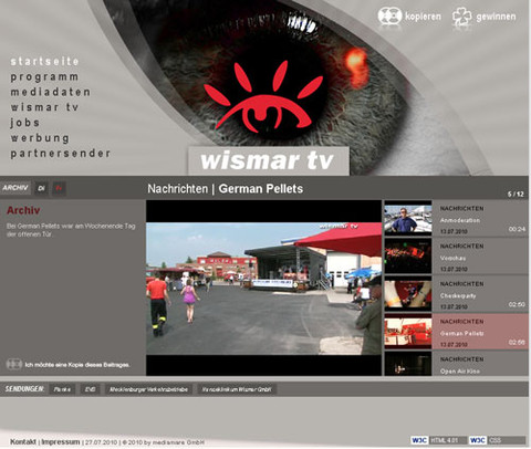 TV programme from 13/07/2010 on WISMAR-TV German Pellets